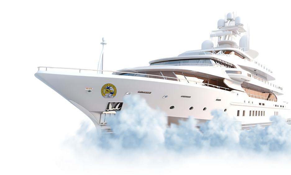 Luxury yacht speeding across ocean at Galveston marina